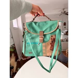 Vintage Y2K Teal and Tan Solarte Bag